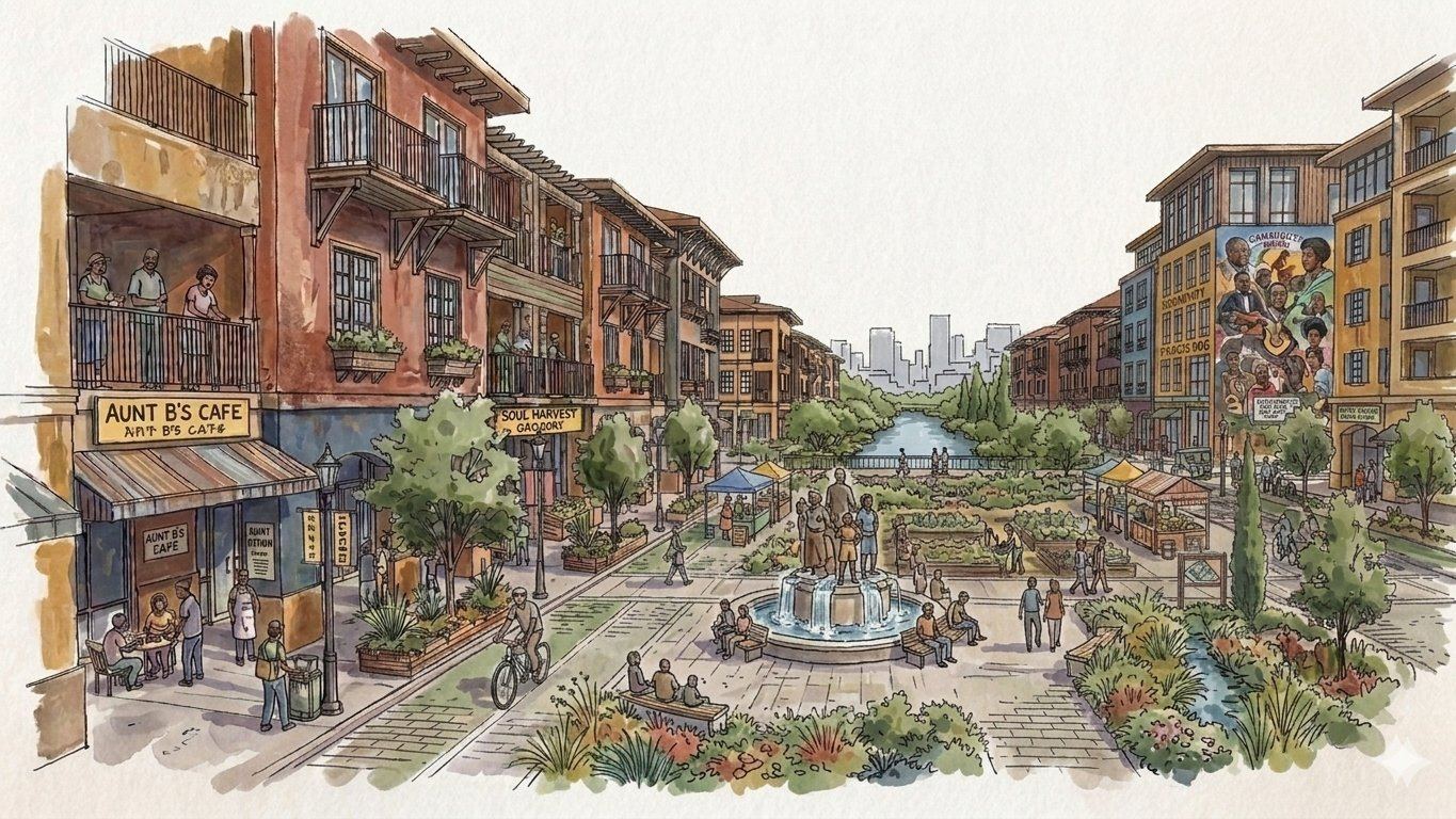 17-acre riverfront town vision — walkable mixed-use on the New River
